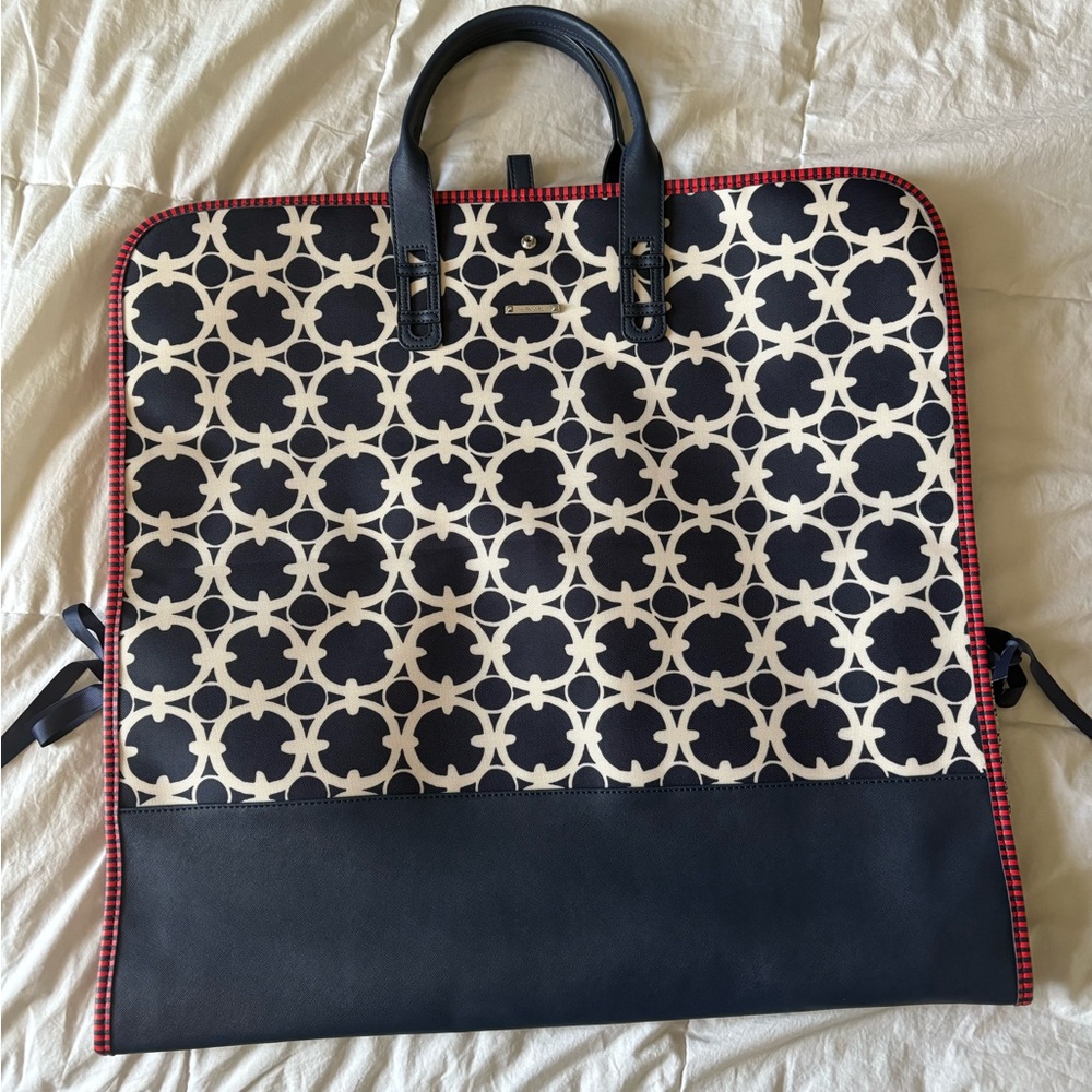 Stella & Dot Navy and Cream Patterned Garment Bag